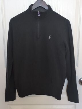Polo by Ralph Lauren Black Quarter-Zip Sweater with Embroidered Pony